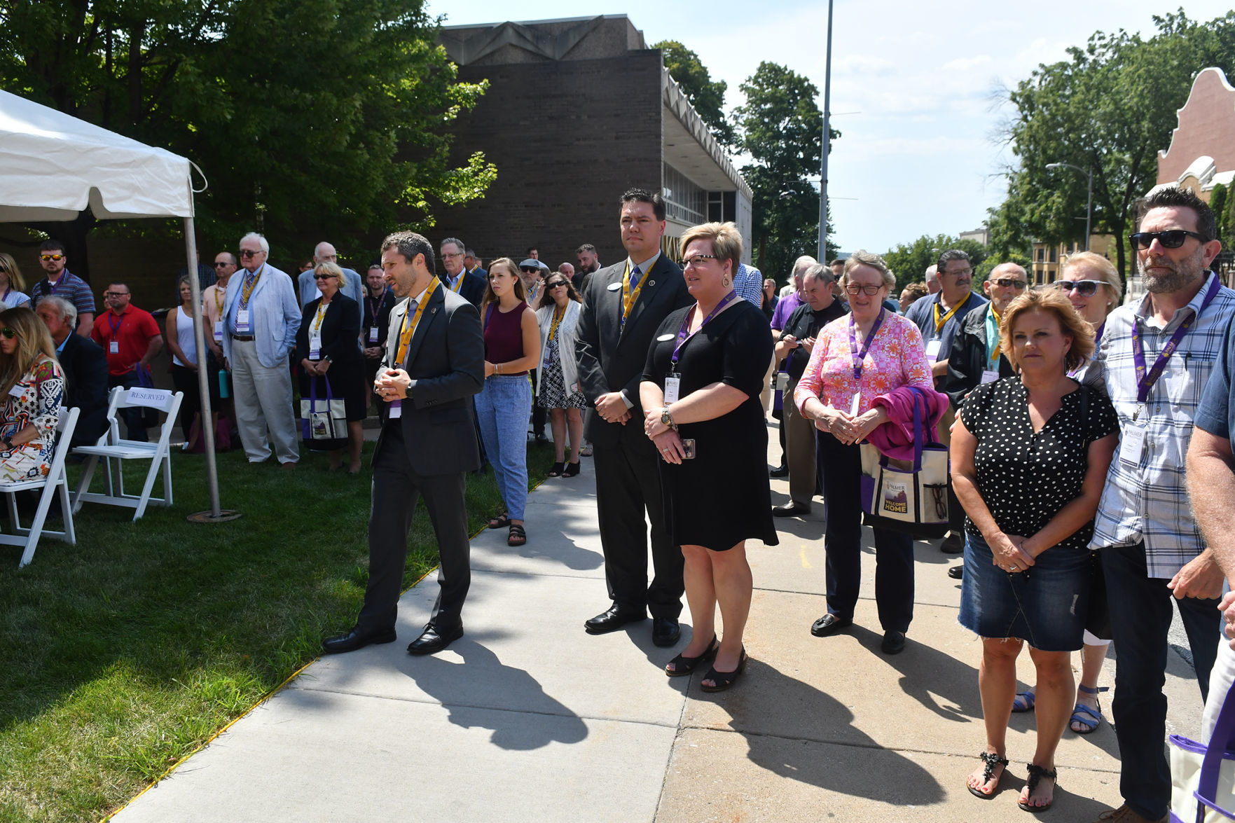 Dedication ceremony naming Palmer College student union the Bruce and Bethel Hagen Student Union.
